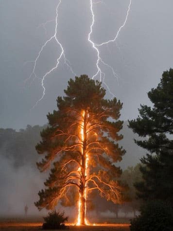 Tree struck by lightning